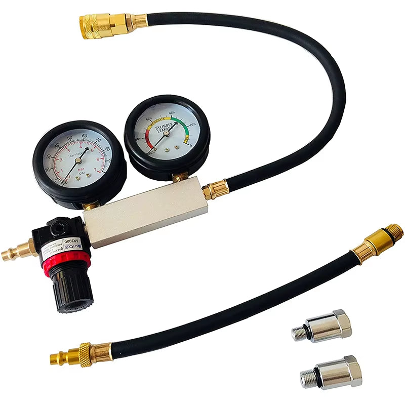 TU-21 Cylinder Leak Tester Compression Leakage Detector Set Double Gauge Petrol Engine Leakdown Detection Test Automotive Tools