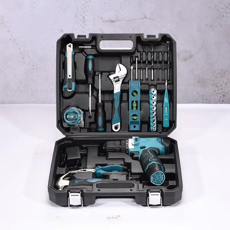 19-160PCS Electric Drill Power Tool Sets Multifunctional Home Repair Combination Screwdriver Pliers Automotive Tools Toolbox Set