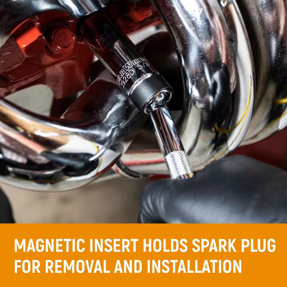 3/8 In. Drive 6-Point Magnetic Swivel Spark Plug Socket Set (5-Piece)