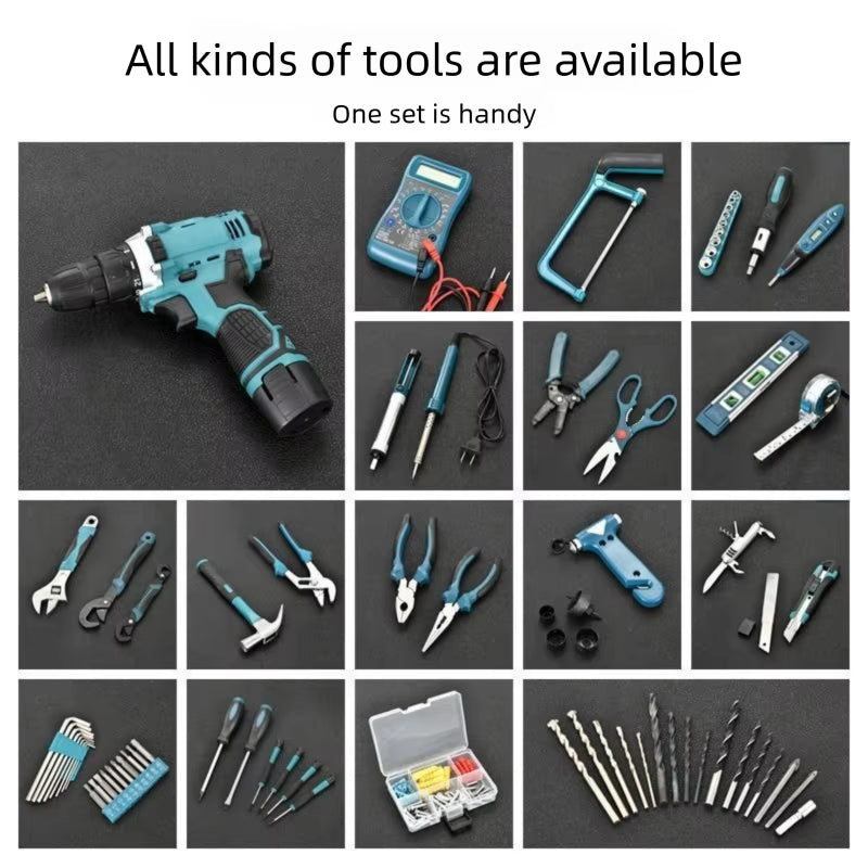 19-160PCS Electric Drill Power Tool Sets Multifunctional Home Repair Combination Screwdriver Pliers Automotive Tools Toolbox Set