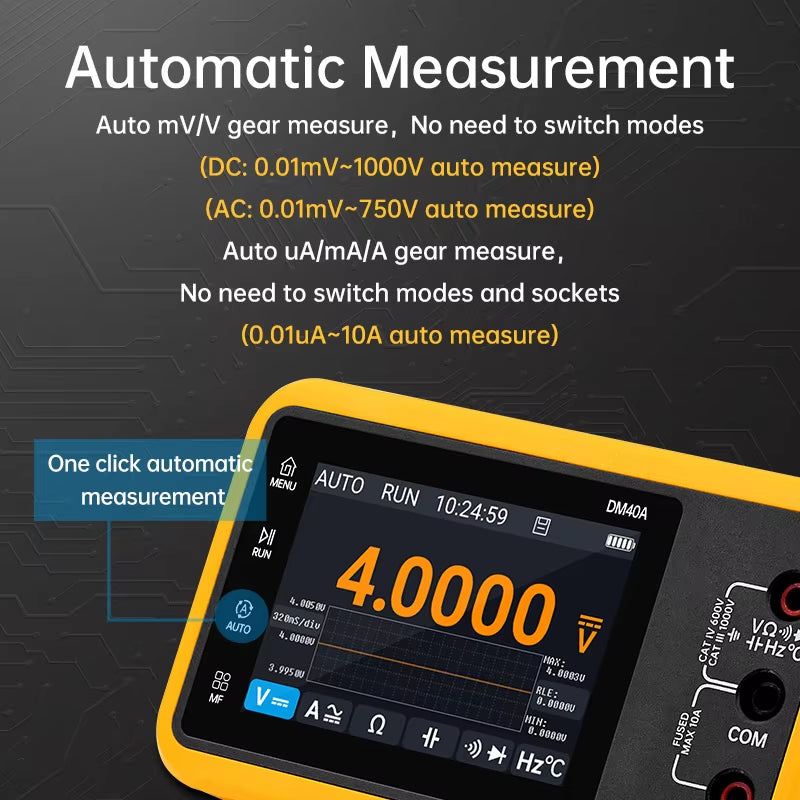 DM40 3 in 1 Multimeter Signal Generator 50M Sample Rate ACDC Voltage Diode Handheld Digital Automotive Tools
