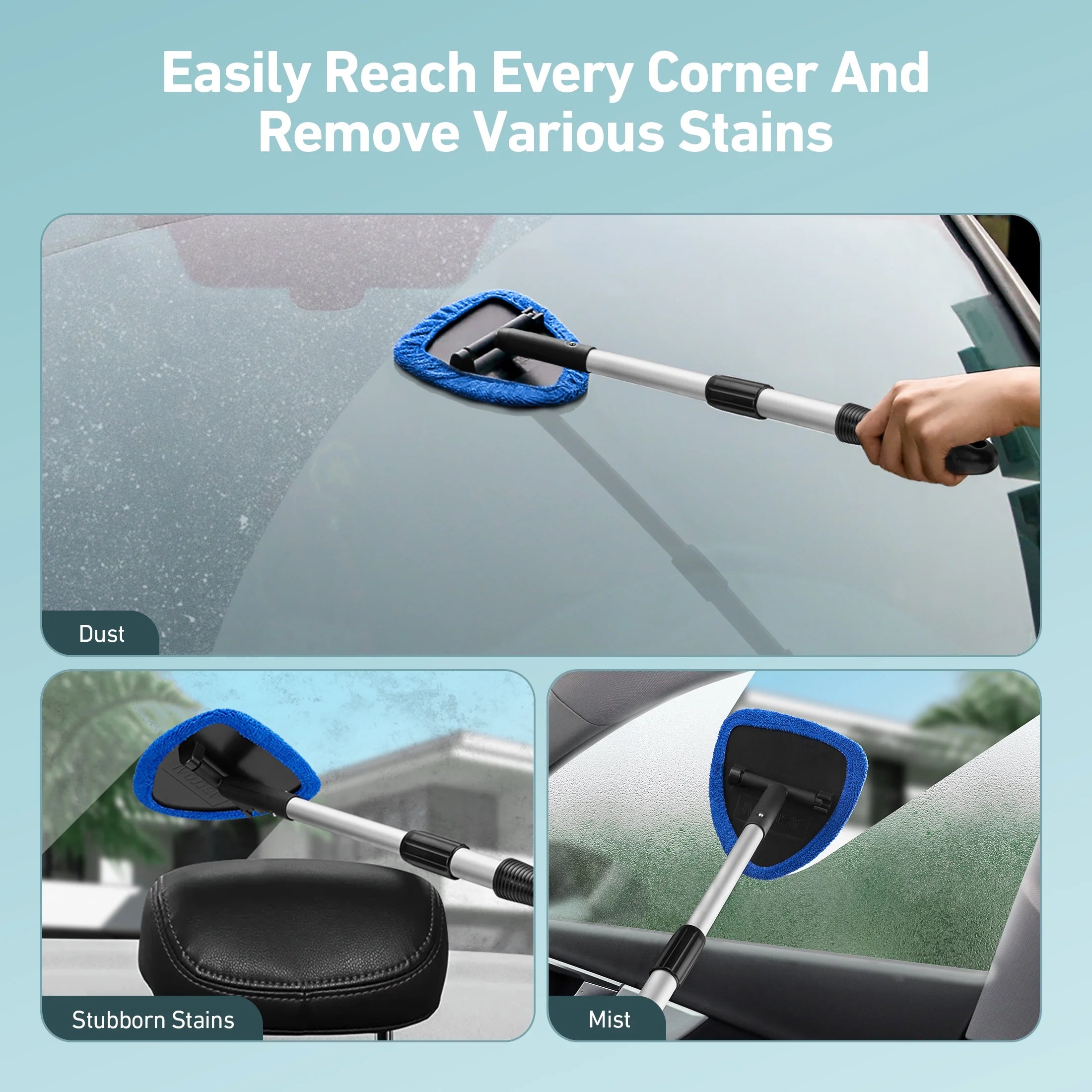 Car Wash Kit Windshield Cleaning Tool, 9PCS Car Detailing Brush Set, for Wheel, Dashboard, Air Vent, Leather and Exterior, Complete Car Care Tools