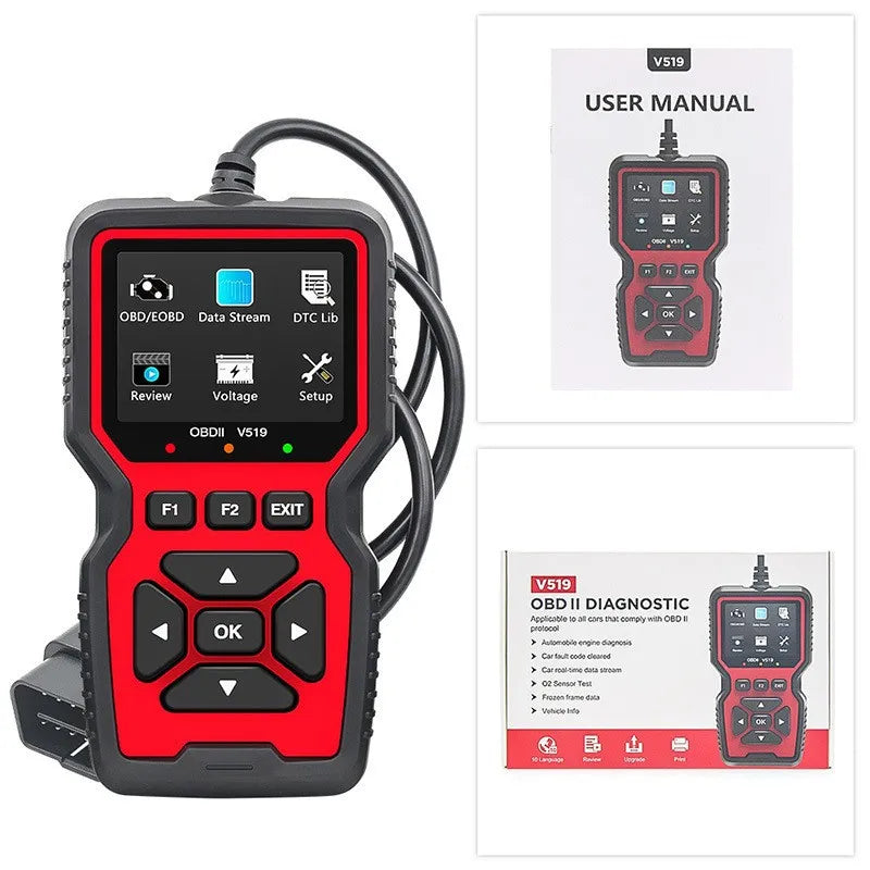 V519 OBD2 Scanner Diagnostic Auto Scan Tool Tools Supports 10 Language OBDII Fixd Scanner Code Reader with 2.8-Inch Color Screen