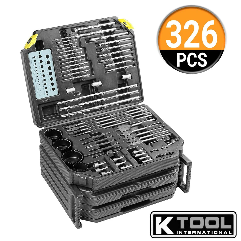 K Tool 10330 326-Piece Drill Bit/Accessory Set, Portable, Versatile Use