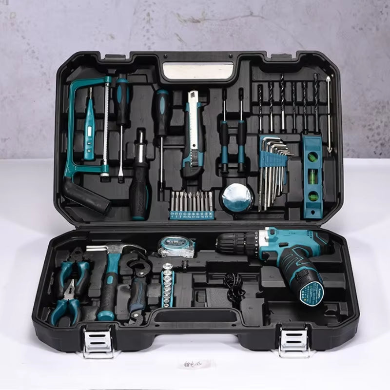 19-160PCS Electric Drill Power Tool Sets Multifunctional Home Repair Combination Screwdriver Pliers Automotive Tools Toolbox Set