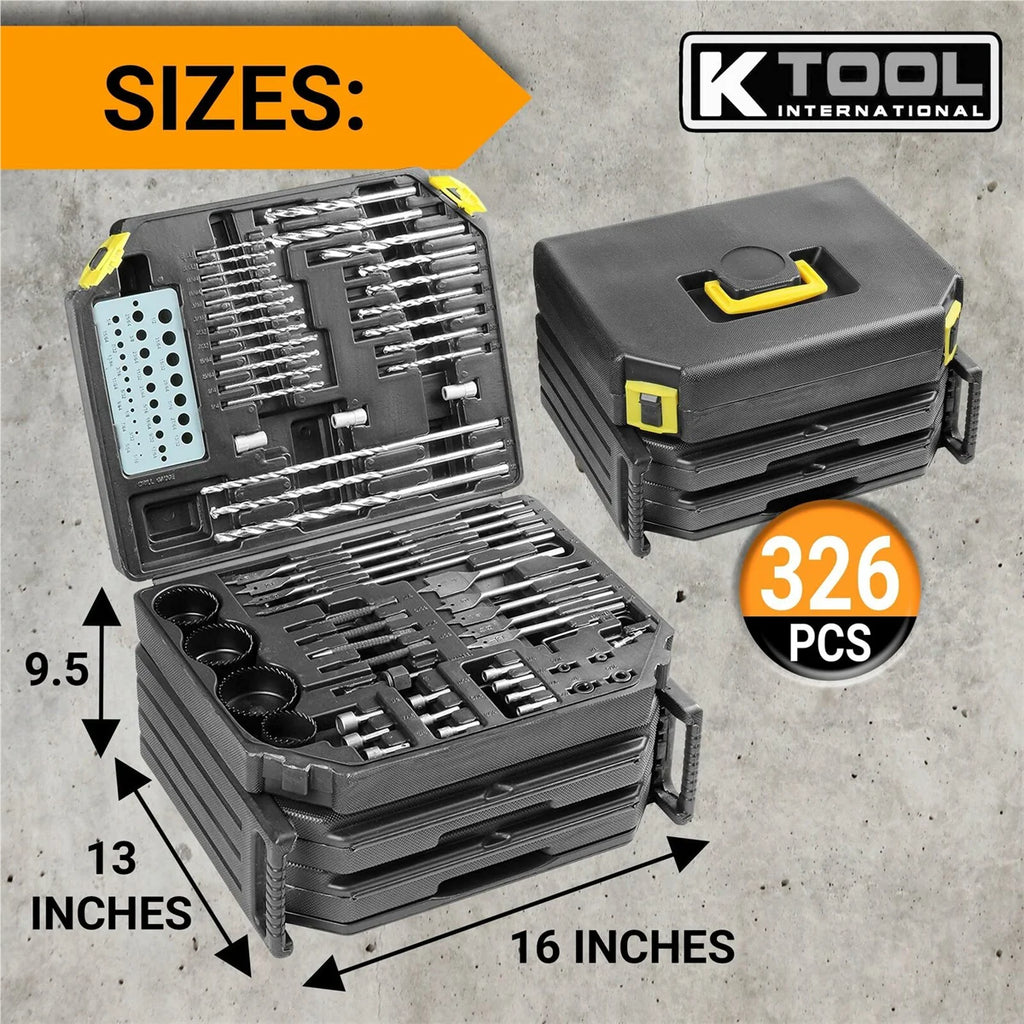 K Tool 10330 326-Piece Drill Bit/Accessory Set, Portable, Versatile Use