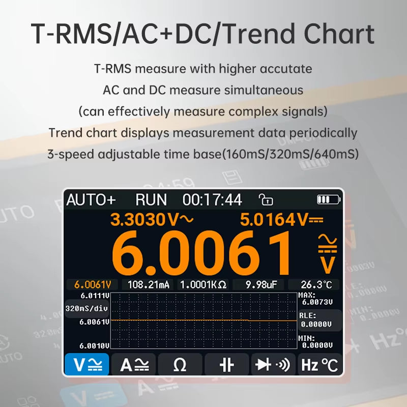 DM40 3 in 1 Multimeter Signal Generator 50M Sample Rate ACDC Voltage Diode Handheld Digital Automotive Tools