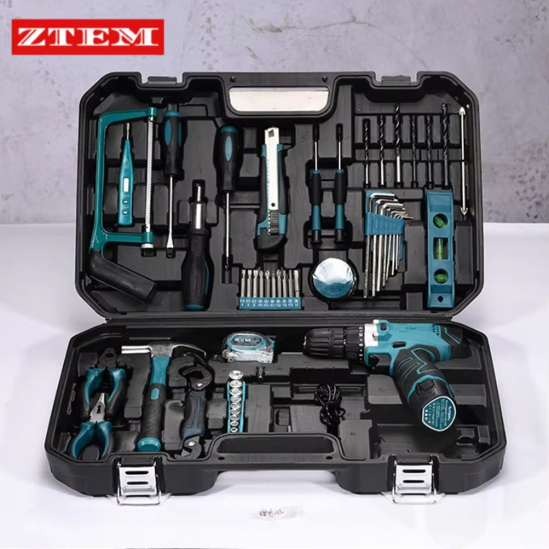 19-160PCS Electric Drill Power Tool Sets Multifunctional Home Repair Combination Screwdriver Pliers Automotive Tools Toolbox Set