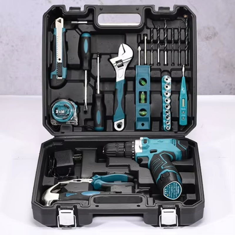 19-160PCS Electric Drill Power Tool Sets Multifunctional Home Repair Combination Screwdriver Pliers Automotive Tools Toolbox Set