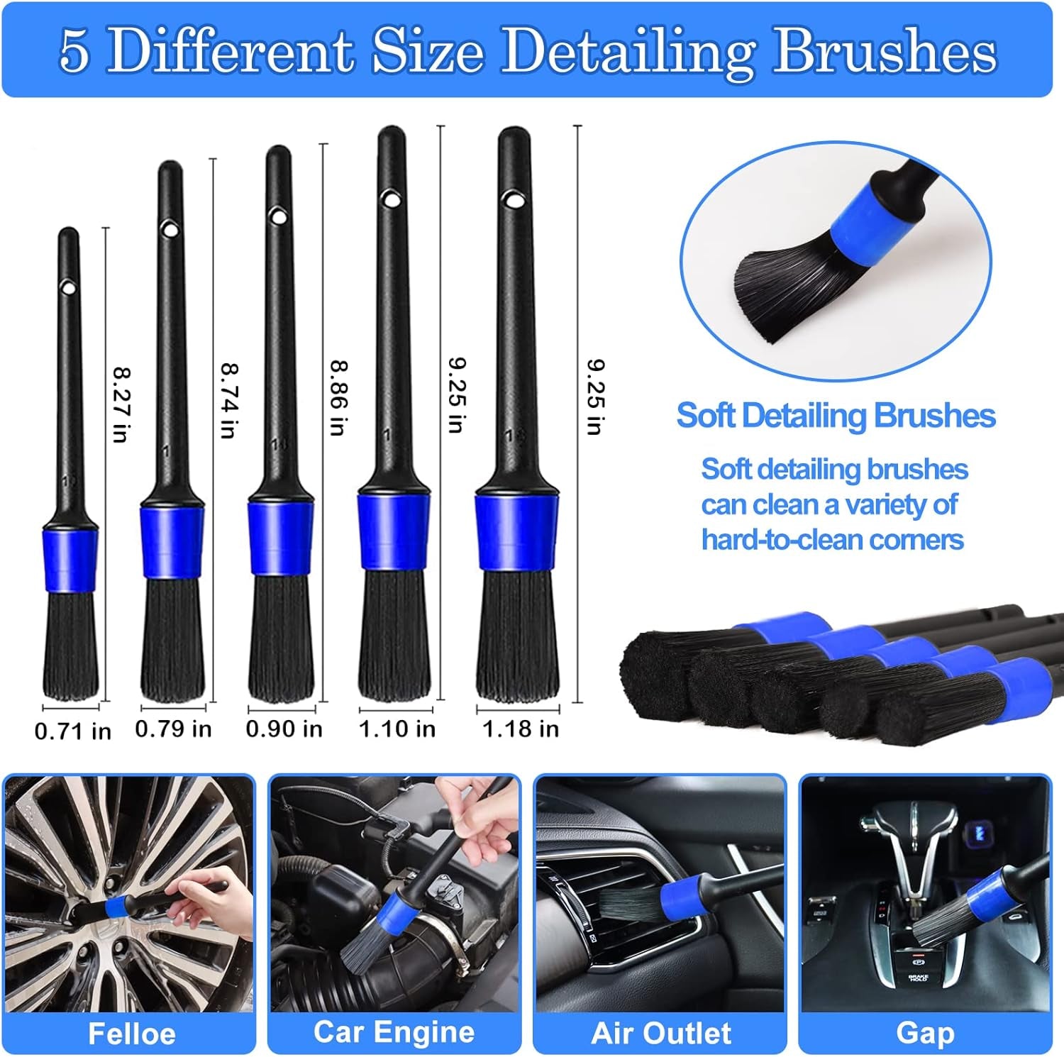 27Pcs Car Detailing Kit, Car Detailing Brush Set, Auto Detailing Drill Brush Set, Car Detailing Brushes, Car Wash Kit, Car Accessories, Car Cleaning Tools Kit for Interior, Exterior, Wheels