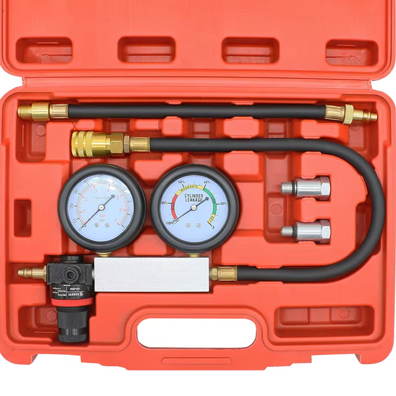 TU-21 Cylinder Leak Tester Compression Leakage Detector Set Double Gauge Petrol Engine Leakdown Detection Test Automotive Tools