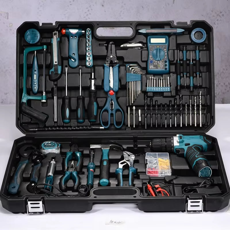 19-160PCS Electric Drill Power Tool Sets Multifunctional Home Repair Combination Screwdriver Pliers Automotive Tools Toolbox Set
